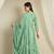 Teal chinon stitched top with stitched chinon bottom and chinon dupatta 3/4 sleeve embroidered straight kurta
