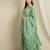 Teal chinon stitched top with stitched chinon bottom and chinon dupatta 3/4 sleeve embroidered straight kurta