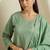 Teal chinon stitched top with stitched chinon bottom and chinon dupatta 3/4 sleeve embroidered straight kurta