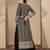 Black faux georgette full sleeve embroidered gown with jacket and dupatta