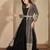 Black faux georgette full sleeve embroidered gown with jacket and dupatta