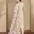 Cream chinon stitched top with stitched chinon bottom and chinon dupatta 3/4 sleeve embroidered straight kurta