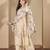 Cream chinon stitched top with stitched chinon bottom and chinon dupatta 3/4 sleeve embroidered straight kurta