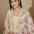 Cream chinon stitched top with stitched chinon bottom and chinon dupatta 3/4 sleeve embroidered straight kurta