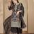 Black chinon stitched top with stitched chinon bottom and chinon dupatta full sleeve embroidered straight kurta