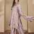 Grey chinon stitched top with stitched chinon bottom and chinon dupatta full sleeve embroidered straight kurta