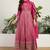 Pink chinon stitched gown with dupatta full sleeve embroidered anarkali gown