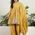 Yellow chinon stitched top with stitched chinon bottom and chinon dupatta 3/4 sleeve embroidered a-line kurta