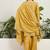 Yellow chinon stitched top with stitched chinon bottom and chinon dupatta 3/4 sleeve embroidered a-line kurta