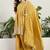 Yellow chinon stitched top with stitched chinon bottom and chinon dupatta 3/4 sleeve embroidered a-line kurta