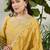 Yellow chinon stitched top with stitched chinon bottom and chinon dupatta 3/4 sleeve embroidered a-line kurta