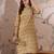 Cream cotton stitched top with stitched cotton bottom and - dupatta 3/4 sleeve printed straight top
