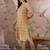 Cream cotton stitched top with stitched cotton bottom and - dupatta 3/4 sleeve printed straight top