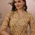 Cream cotton stitched top with stitched cotton bottom and - dupatta 3/4 sleeve printed straight top