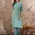 Blue cotton stitched top with stitched cotton bottom and - dupatta 3/4 sleeve printed straight top