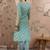 Blue cotton stitched top with stitched cotton bottom and - dupatta 3/4 sleeve printed straight top