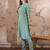 Blue cotton stitched top with stitched cotton bottom and - dupatta 3/4 sleeve printed straight top