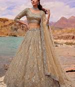 Luxurious Gold Sequins Net Reception Wear Lehenga Choli With Dupatta