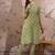 Green cotton stitched top with stitched cotton bottom and - dupatta 3/4 sleeve printed straight top