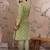 Green cotton stitched top with stitched cotton bottom and - dupatta 3/4 sleeve printed straight top