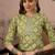 Green cotton stitched top with stitched cotton bottom and - dupatta 3/4 sleeve printed straight top