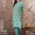 Blue cotton stitched top with stitched cotton bottom and - dupatta 3/4 sleeve printed straight top
