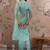 Blue cotton stitched top with stitched cotton bottom and - dupatta 3/4 sleeve printed straight top