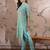 Blue cotton stitched top with stitched cotton bottom and - dupatta 3/4 sleeve printed straight top