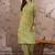 Green cotton stitched top with stitched cotton bottom and - dupatta 3/4 sleeve printed straight top