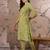 Green cotton stitched top with stitched cotton bottom and - dupatta 3/4 sleeve printed straight top