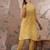 Yellow cotton stitched top with stitched cotton bottom and - dupatta 3/4 sleeve printed straight top