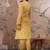 Yellow cotton stitched top with stitched cotton bottom and - dupatta 3/4 sleeve printed straight top