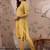 Yellow cotton stitched top with stitched cotton bottom and - dupatta 3/4 sleeve printed straight top