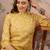 Yellow cotton stitched top with stitched cotton bottom and - dupatta 3/4 sleeve printed straight top