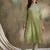 Green cotton stitched top with stitched cotton bottom and - dupatta 3/4 sleeve printed straight top
