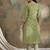 Green cotton stitched top with stitched cotton bottom and - dupatta 3/4 sleeve printed straight top