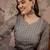 Grey cotton stitched top with stitched cotton bottom and - dupatta 3/4 sleeve printed straight top