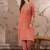 Peach cotton stitched top with stitched cotton bottom and - dupatta 3/4 sleeve printed straight top