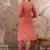 Peach cotton stitched top with stitched cotton bottom and - dupatta 3/4 sleeve printed straight top