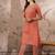 Peach cotton stitched top with stitched cotton bottom and - dupatta 3/4 sleeve printed straight top
