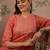 Peach cotton stitched top with stitched cotton bottom and - dupatta 3/4 sleeve printed straight top