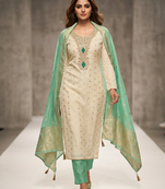 Elegant simmer butti embroidered dress material with simmer dupatta