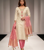 Elegant simmer butti embroidered dress material with simmer dupatta