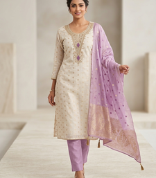 Elegant simmer butti embroidered dress material with simmer dupatta