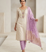 Elegant simmer butti embroidered dress material with simmer dupatta