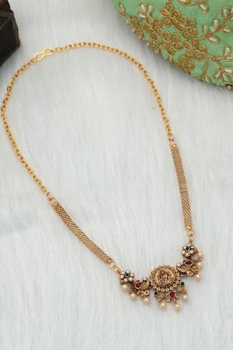 Rani & green color choker temple necklace