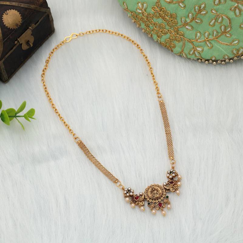 Rani & green color choker temple necklace