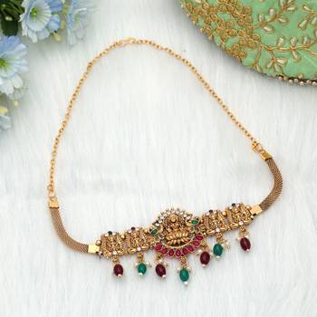 Maroon & green color choker temple necklace 1
