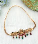Maroon & green color choker temple necklace