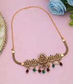 Maroon & green color choker temple necklace